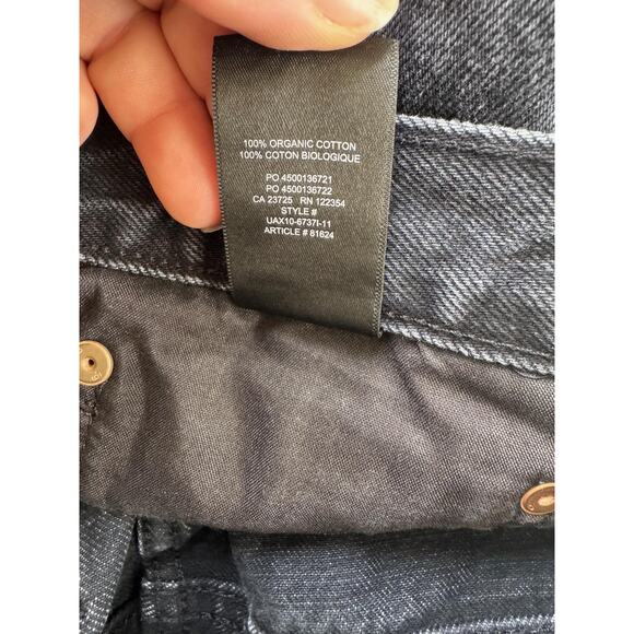 Aritzia Denim Forum Jeans Womens 30 Black Joni High Rise 26L Loose Distressed - Picture 8 of 16